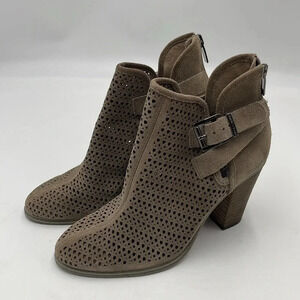 Vince Camuto Suede Leather Stacked Heel Booties